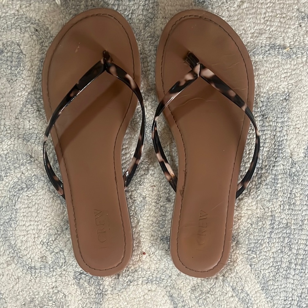 Jcrew size 7 tortoise shell brown flip flops